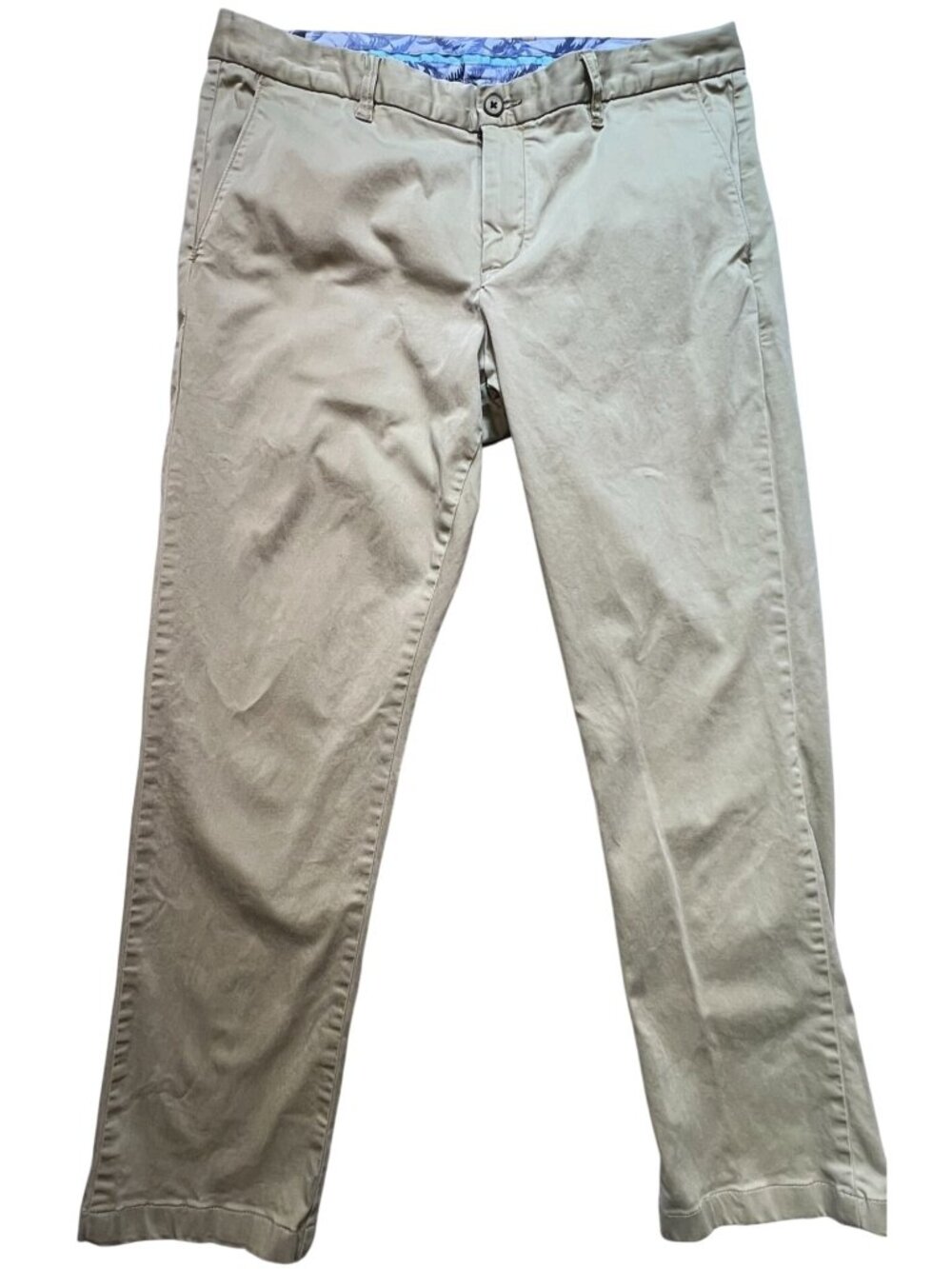 Tommy Bahama Men's Slim Fit Casual Chino Pants Flat Front Size 35x32 Beige Solid